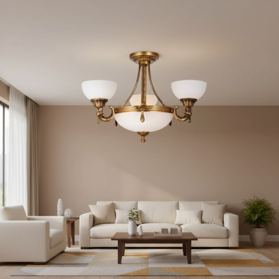 Classic White Ceiling Lamp Pendant Light Gold Design Chandelier