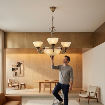 Ceiling light lamp chandelier glass beige art