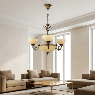 Ceiling light lamp chandelier glass beige art