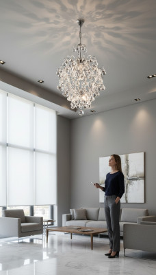 Luxury crystal chandelier silver ceiling lamp chandelier