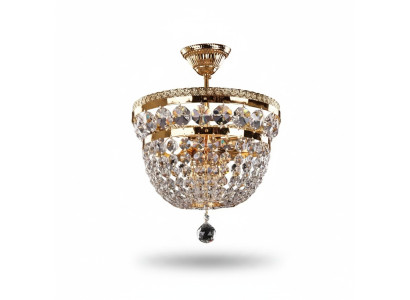 Round Luxury Chandelier Ceiling Lamp Gold Crystal Art