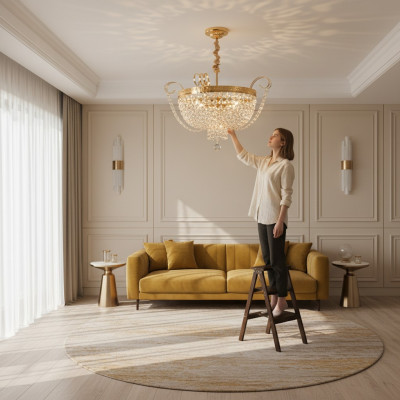 Ceiling chandelier luxury chandelier ceiling lamp gold crystal