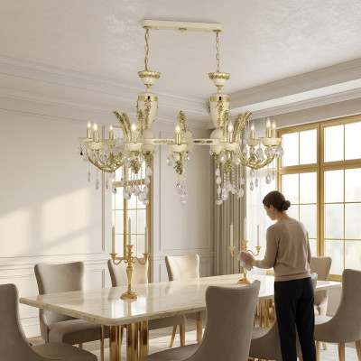 Lamp Ceiling Light Luxury Chandelier Ceiling Lamp Lustre Beige Crystal