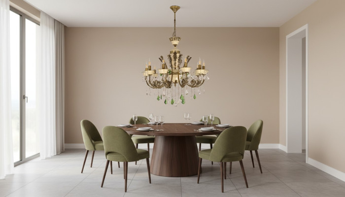 Luxury chandelier ceiling lamp fixture light brown crystal 80cm