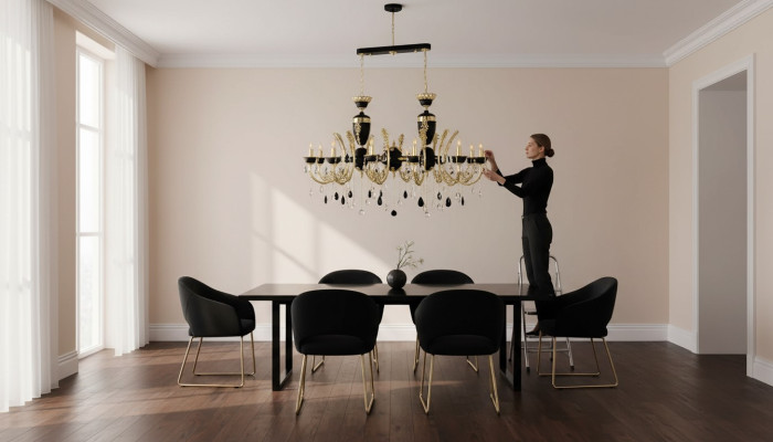 Ceiling light luxury chandelier ceiling lamp chandelier crystal black lamp