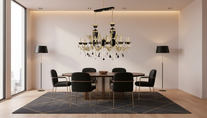 Ceiling light luxury chandelier ceiling lamp chandelier crystal black lamp