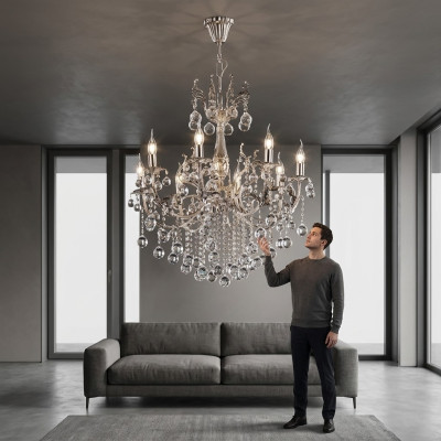 Ceiling chandelier luxury silver chandelier ceiling light crystal lamp.