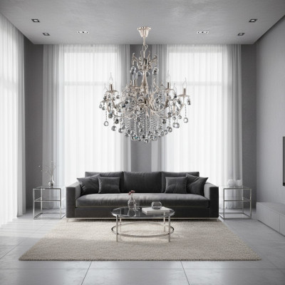 Ceiling chandelier luxury silver chandelier ceiling light crystal lamp.