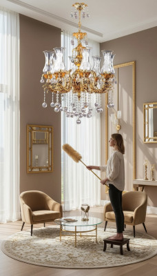 Luster Luxury Ceiling Light Gold Chandelier Ceiling Lamp Crystal Art