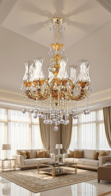 Luster Luxury Ceiling Light Gold Chandelier Ceiling Lamp Crystal Art