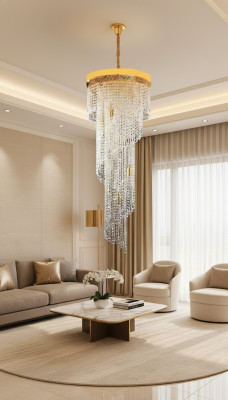 Chandelier Ceiling Light Luxury Gold Ceiling Lamp Crystal Style