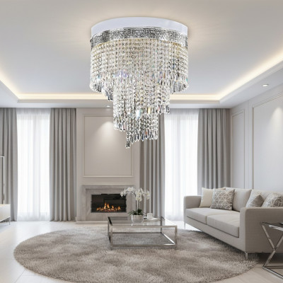 Luster Ceiling Light Silver Chandelier Ceiling Lamp Crystal 40x70 Lamp