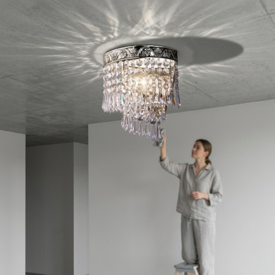Chandelier Ceiling Light Luxury Silver Ceiling Lamp Crystal Chandelier