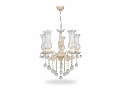 Classic Chandelier Ceiling Light Beige Crystal Pendant Lighting Ceiling Chandelier