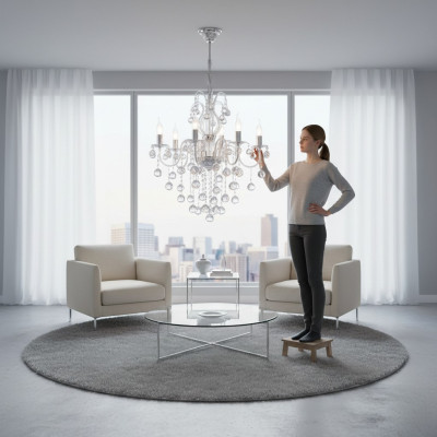Silver ceiling chandelier crystal lamp