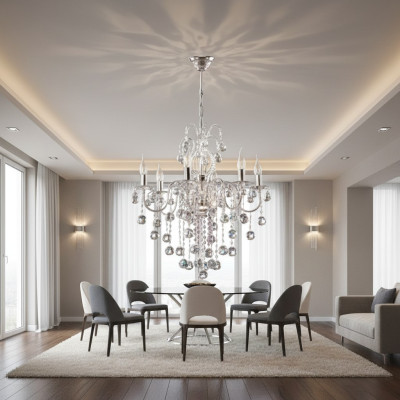 Silver ceiling chandelier crystal lamp