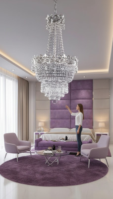 Chandelier Ceiling Light Silver Ceiling Lamp Crystal Pendant Light
