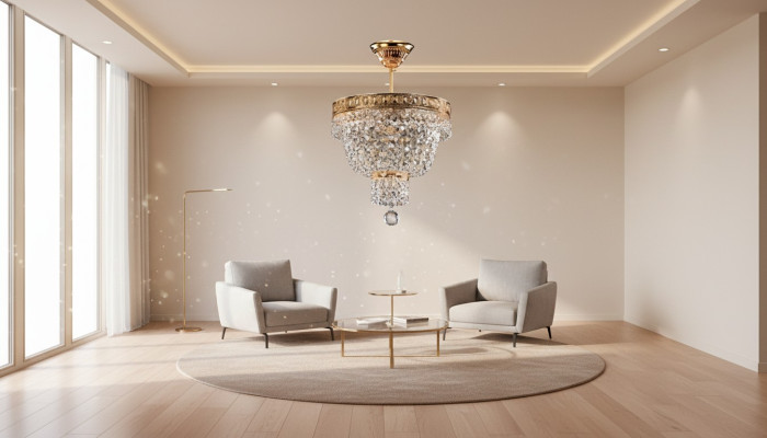 Chandelier Ceiling Light Luxury Gold Ceiling Lamp Crystal Style
