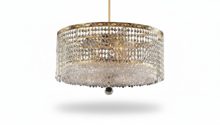 Luster Ceiling Light Luxury Gold Chandelier Round Ceiling Lamp Crystal Style