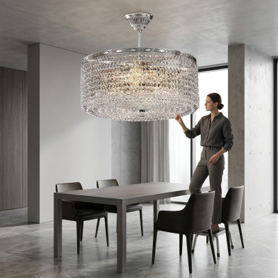 Round ceiling lamp chandelier luxury silver chandelier crystal
