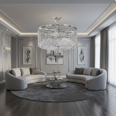 Round ceiling lamp chandelier luxury silver chandelier crystal