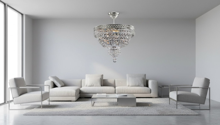 Chandelier Ceiling Light Luxury Silver Crystal Chandelier Ceiling Lamp