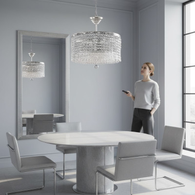 Round Ceiling Lamp Crystal Ceiling Light Luxury Silver Chandelier Chandelier