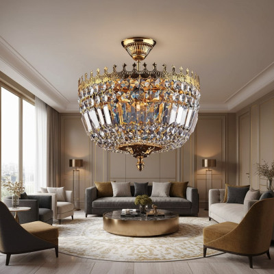 Chandelier Ceiling Light Luxury Gold Ceiling Lamp Crystal Art