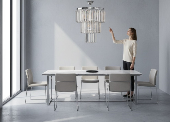 Chandelier Ceiling Light Luxury Silver Ceiling Lamp Crystal Chandelier
