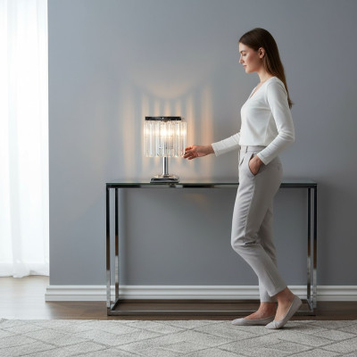 Table lamp table light lamp lights silver lamps table crystal