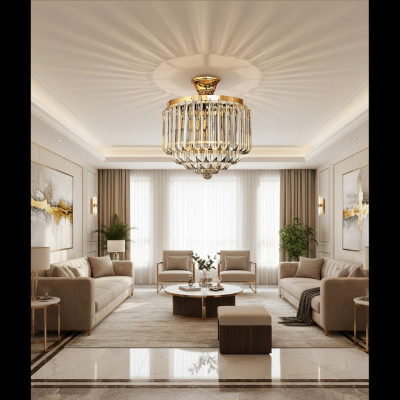 Ceiling lamp luxury gold chandelier ceiling light crystal art