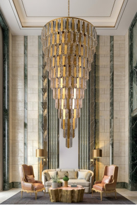 Chandelier Ceiling Light Gold Ceiling Lamp Crystal 80cm Drops