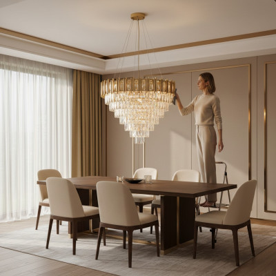 Luster Chandelier Ceiling Light Luxury Gold Ceiling Lamp Crystal