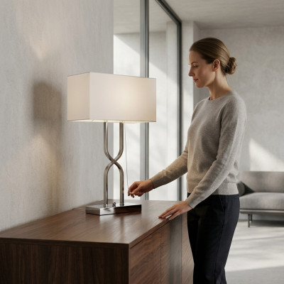 Table lamp, table light, lamp, lights, modern lamps, table, metal, white