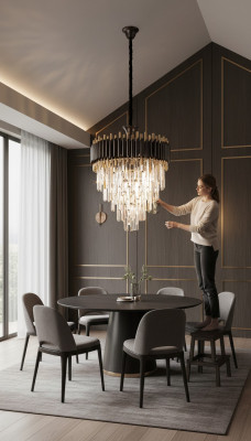 Luxury Chandelier Ceiling Light Gold Ceiling Lamp Crystal Round