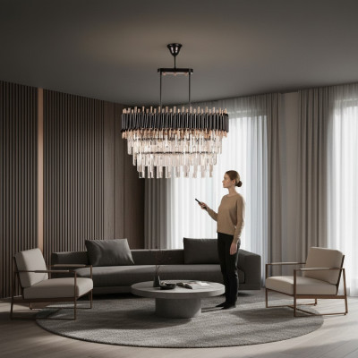 Chandelier Ceiling Light Luxury Gray Ceiling Lamp Crystal Chandelier