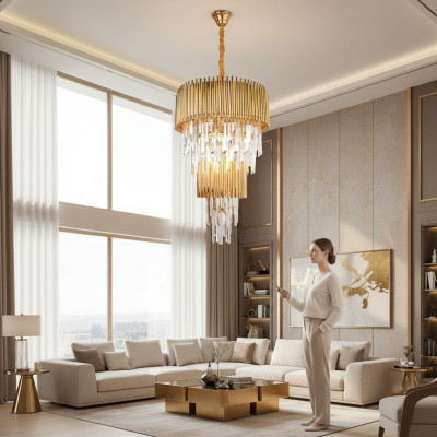 Luxury Chandelier Ceiling Light Gold Ceiling Lamp Crystal XXL
