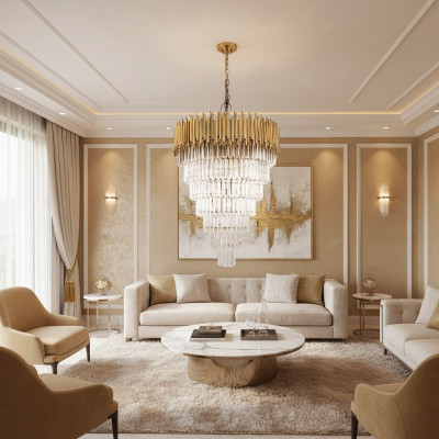 Chandelier Ceiling Light Luxury Ceiling Lamp Crystal Gold Cone