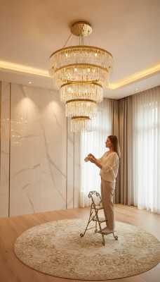 Chandelier Ceiling Light Luxury Gold Ceiling Lamp Crystal Lamp