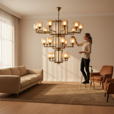 Ceiling fixture chandelier luxury gold ceiling lamp glass modern