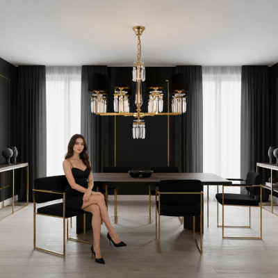 Chandelier Ceiling Light Gold Ceiling Lamp Crystal Black