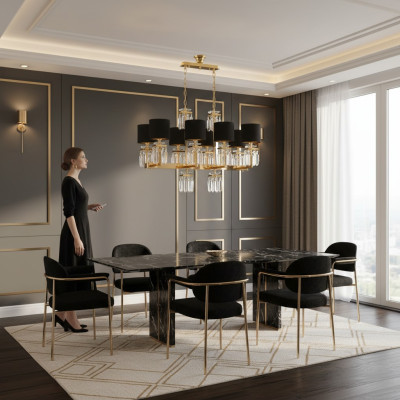 Ceiling chandelier gold ceiling lamp crystal black