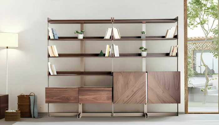 Modern display cabinet living room furniture shelf standing shelf solid wood furniture brown shelves