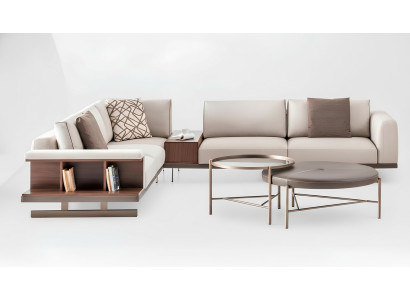 Modern beige corner sofa luxury L-shaped couch fabric sofas living room furniture