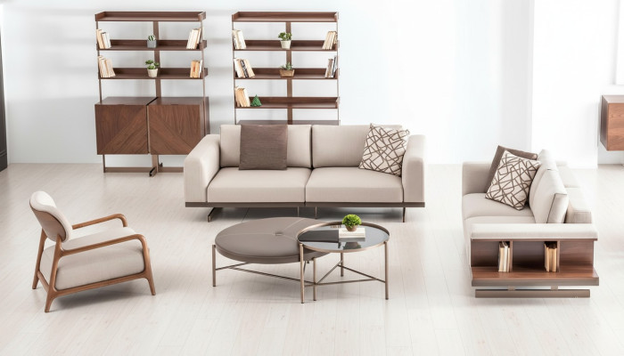 Modern sofa set luxury furniture upholstery textile couch gray modern sofa
