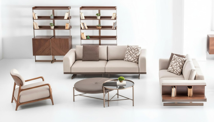 Modern sofa set luxury furniture upholstery textile couch gray modern sofa
