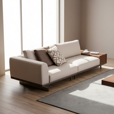 Three-seater sofa 3-seater fabric sofas gray modern table living room couch