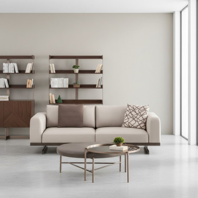 Modern three-seater fabric sofa luxury couch furniture textile living room furniture