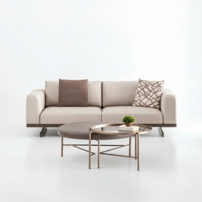 Modern three-seater fabric sofa luxury couch furniture textile living room furniture