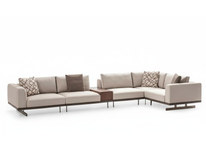 Large corner sofa, fabric furniture, L-shaped couches, sofas, beige living room furniture.